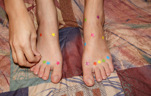 18 year old girl Barbie Bree strips to pink leg warmers in her bedroom